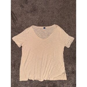 Old‎ Navy Women's White Short Sleeve V-Neck T-Shirt
